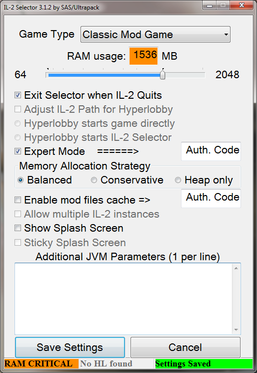 IL 2 Selector 3 1 3 Settings